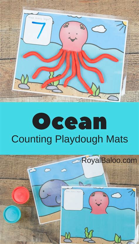 Ocean Playdough Math Mats for Counting and Addition - Royal Baloo in
