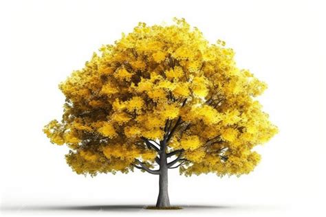 Premium Ai Image Yellowleaved Tree On A Simple White Background