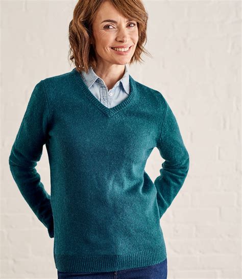 dark teal womens lambswool v neck jumper woolovers au