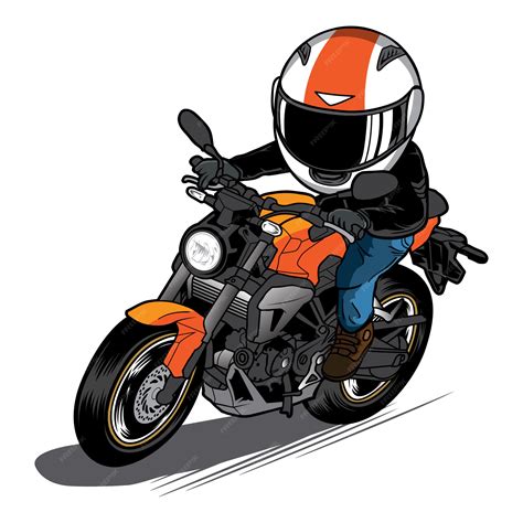 Vector De Dibujos Animados Biker Riding Motorcycle Touring Vector