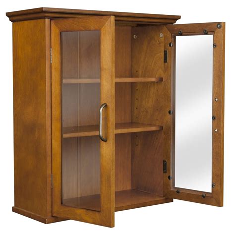 Check spelling or type a new query. Oak Finish Bathroom Wall Cabinet with Glass 2-Doors ...
