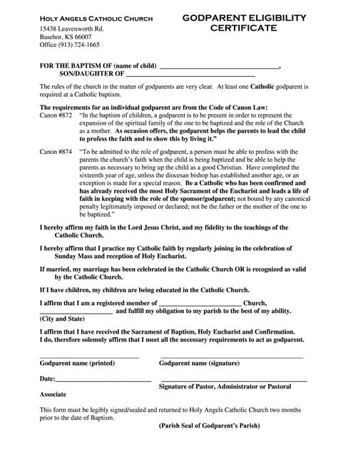 Godparent Paperwork 2020 2022 Fill And Sign Printable Template Online