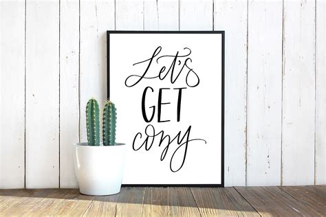 Lets Get Cozy Printable Sign Bedroom Wall Art Living Etsy