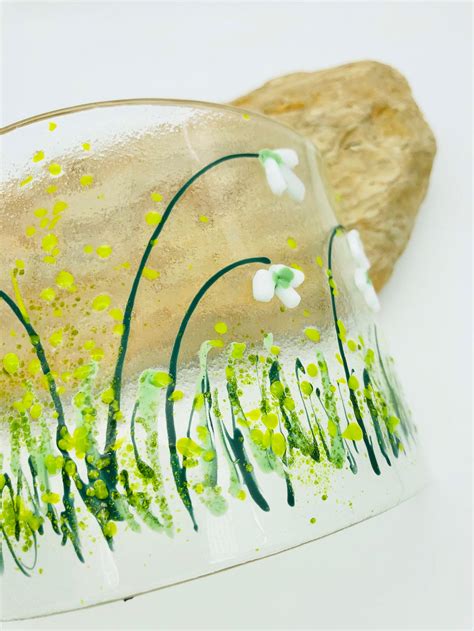 Fused Glass Snowdrops Snowdrops Candle Glass Snowdrops Etsy