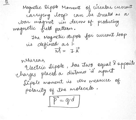 Explain An Analogy Between Magnetic Dipole Moment M Of Circular Current