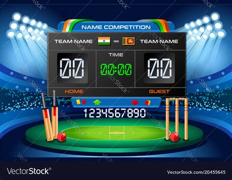 Check out 2021 live cricket score of ball by ball & full scorecard of international & domestic matches online. Cricket scoreboard background Royalty Free Vector Image