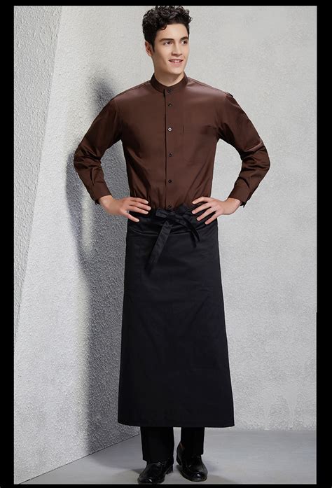 Grid Printing Long Sleeve Waitress Waiter Uniform Shirt Nowsel