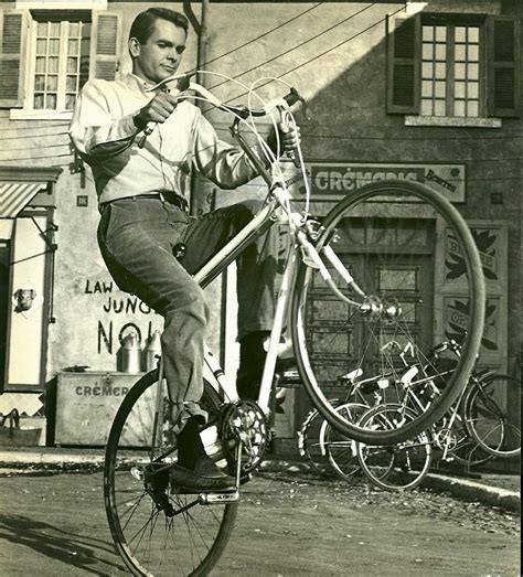 Practice wheelies while in the saddle. Dean Jones wheelies a bike, 1967 ~ vintage everyday