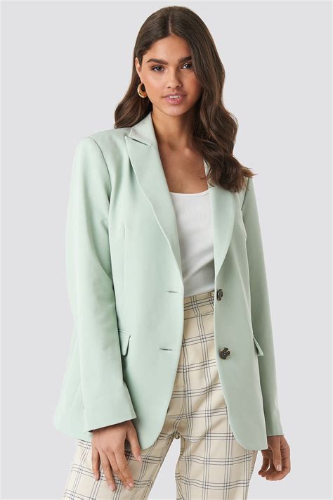 Oversized Fitted Blazer Green Na Kd