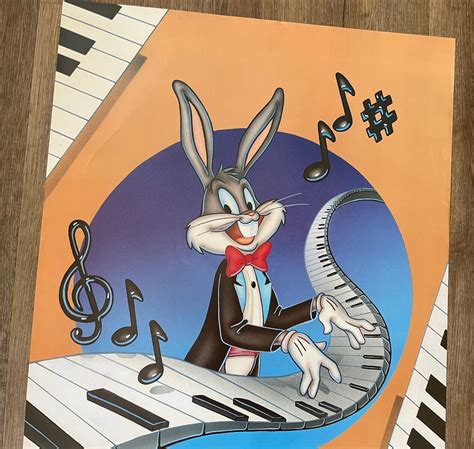 Bugs Bunny Playing Piano Vintage 1988 Poster 22 X 28 Nos Rare Ebay
