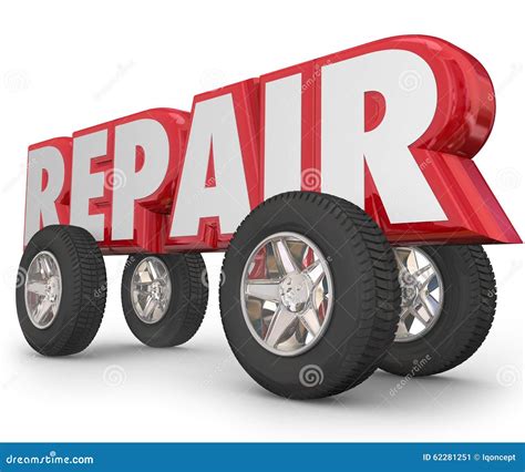 Repair Word 3d Letters Wheels Car Mechanic Fixing Vehicle Royalty Free