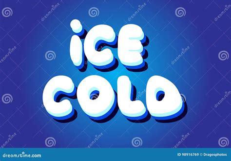 Ice Cold Text 3d Blue White Concept Vector Design Logo Icon Stock