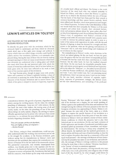 Lenin Leo Tolstoy As The Mirror Of The Russian Revolution Pdf Leo Tolstoy Russian Empire