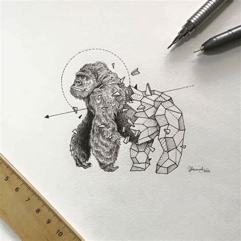 Tattoo Worthy Drawings Of Geometric Beasts By Kerby Rosanes