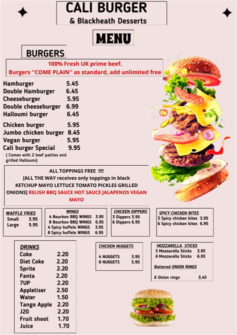 Menus 2023 Cali Burger In London Thefork