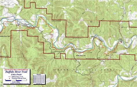 Buffalo River Trail Erbie To Pruitt Topo Map River Trail Map