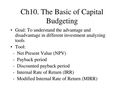 Ppt Ch10 The Basic Of Capital Budgeting Powerpoint Presentation