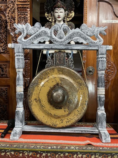 Indonesian Vintage Wooden Carved Gong