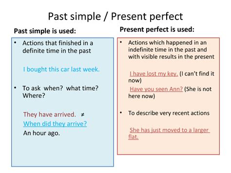Present Perfect Simple Vs Past Simple Present Perfect