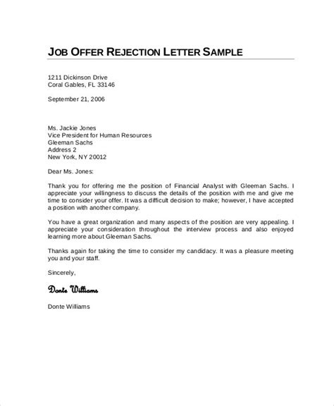 Job Rejection Letters Free Sample Example Format