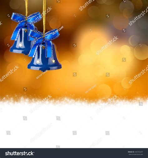 Christmas Background Blue Bells Bokeh Lights Stock Photo 345743297
