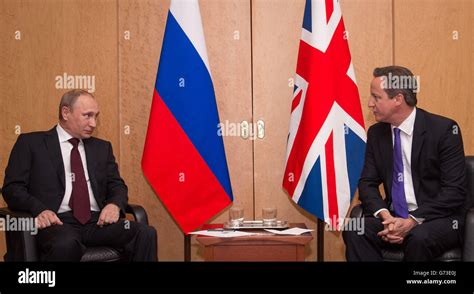 british prime minister david cameron meets with russian president vladimir putin left at