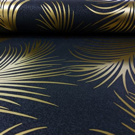 Holden Metallic Feather Pattern Wallpaper Leaf Motif Modern Textured