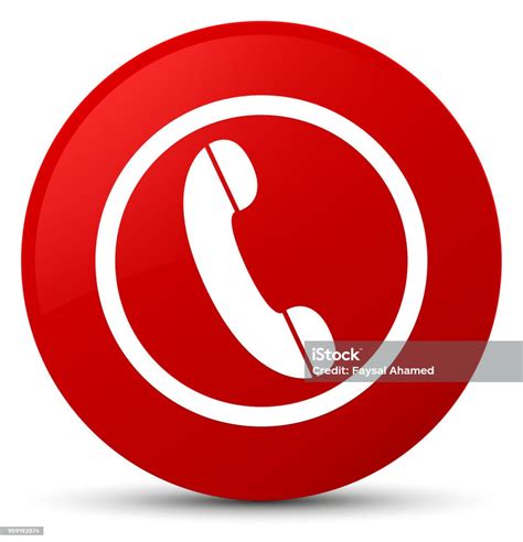 Phone Icon Red Round Button Stock Illustration Download Image Now