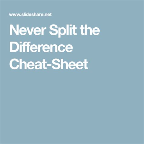 Never Split The Difference Pdf Cheat Sheet • Goldton 2022