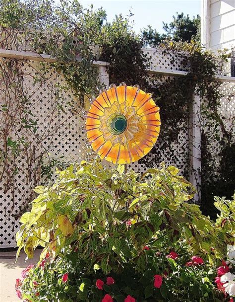 Garden Yard Art Outdoor Decor Upcycled Recycled Colorful Glass Meg