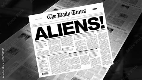 aliens newspaper headline intro loops stock video adobe stock