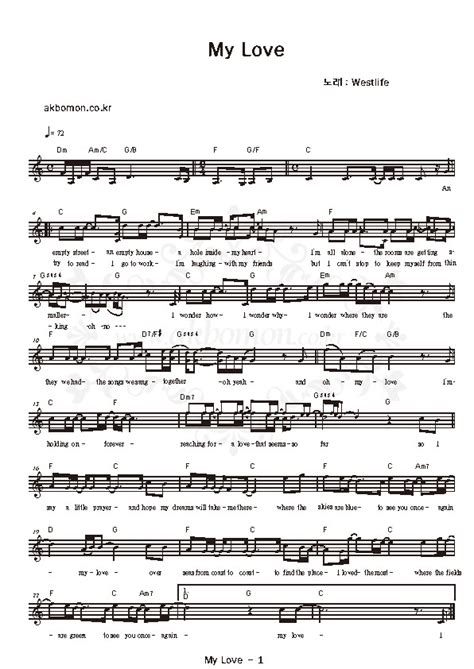 • • capo di fret 5 (intro) am g d c g g an empty street d an empty house bm em a hole inside my heart c i'm all alone c d the rooms are getting smaller g d i wonder how, i wonder why bm em d i wonder where they are c. My love - Westlife악보