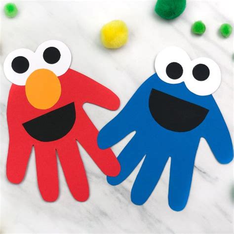 Handprint Cookie Monster And Elmo Craft For Kids Toddler Arts And