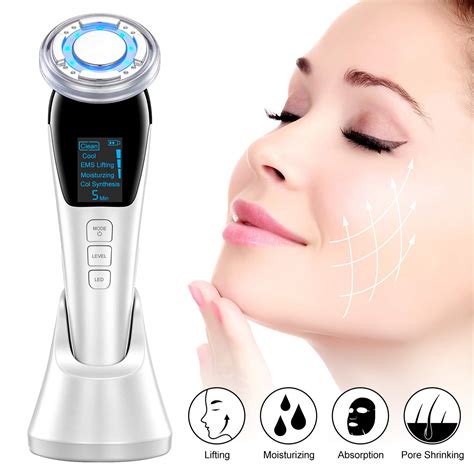 Ems Hot Cool Facial Massager Led Photon Light Therapy Skin Care Tool Device Face Lifting Tighten