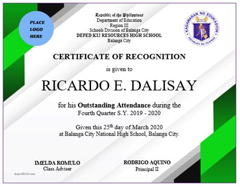 Select a printable certificate of recognition template below and customize it with your own text. Deped Cert Of Recognition Template / Recognition ...