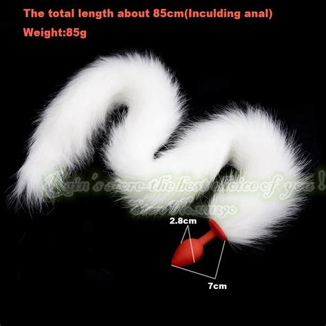 Rainjack 85cm Butt Plug With White Tail Anal Plug Faux Fur Woman Silicone Toys Sex Toys Products