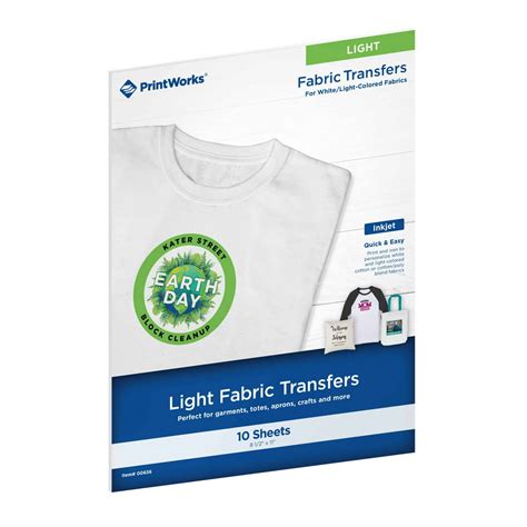 Printworks Light Fabric Transfer Paper 10 Sheets Iron On Printable