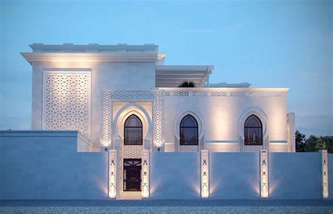 White Modern Islamic Villa Exterior Design 2 White Stone With