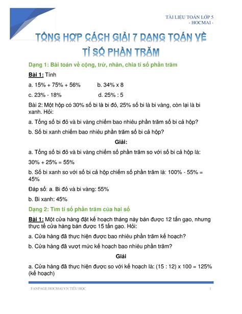 Hướng dẫn cách tính tỷ lệ phần trăm lớp 7 đơn giản và hiệu quả