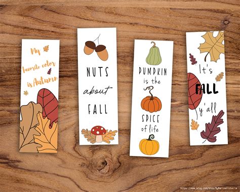 Free Fall Bookmarks Printable Pdf