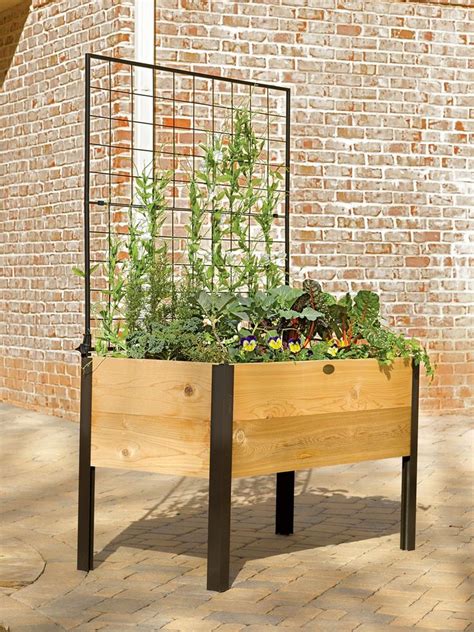 Elevated Cedar Planter Box Space Maker Pivoting Trellis 2x4 Small