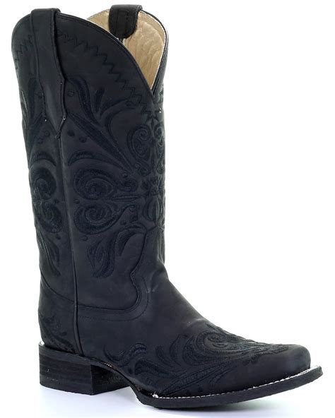 Corral Women S Black Embroidery Western Boots Square Toe Country Outfitter