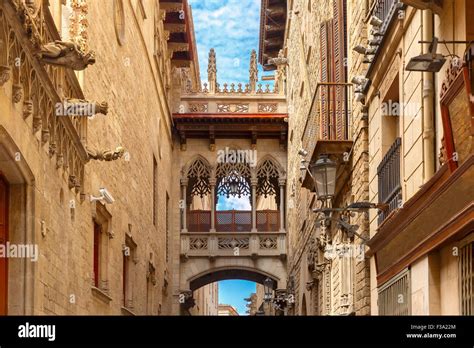 Carrer Del Bisbe In Barcelona Gothic Quarter Spain Stock Photo Alamy