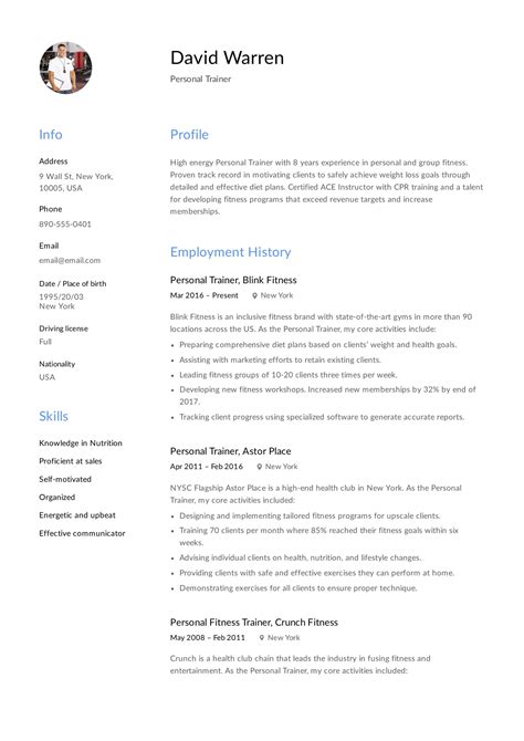 Guide Personal Trainer Resume 12 Samples Pdf 2019