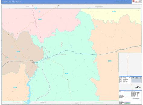 Sweetwater County Wy Wall Map Color Cast Style By Marketmaps Mapsales