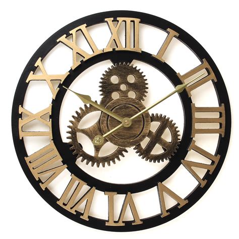 16 Large Round Metal Wall Clock Silent Roman Numeral Decoration