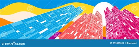 Cyti Color 3acolorful Business Skyscrapers Modern Town Vector Design