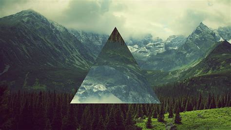 Hd Wallpaper Landscape Polyscape Hexagon Triangle Mountain Sri Yantra