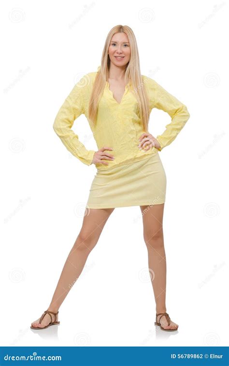Pretty Young Woman In Summer Yellow Clothing Stock Photo Image Of