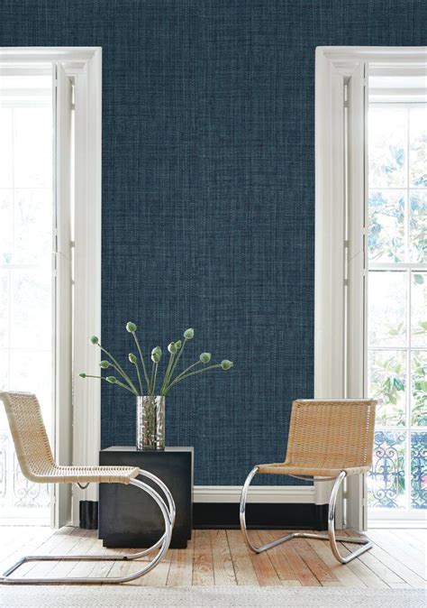 Raffia Wallpaper In Navy From The Caspia Collection Dining Room